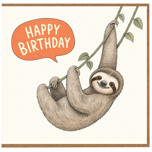 Birthday Card, Cute Sloth Birthday Card