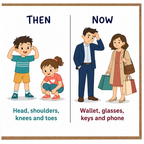 Birthday Card, Childhood to Adult Comparison Card