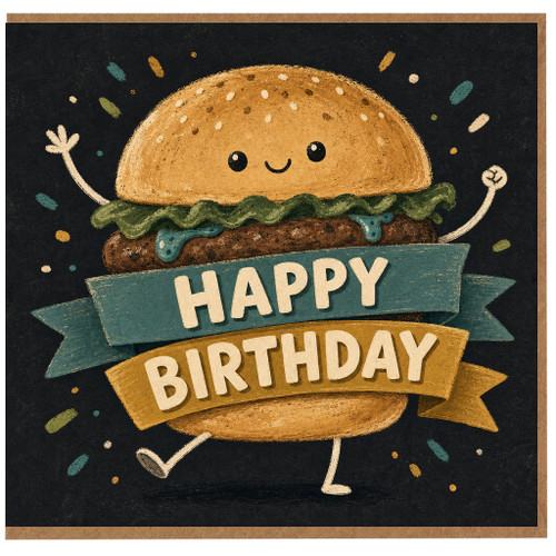 Birthday Card, Cute Happy Birthday Burger Card
