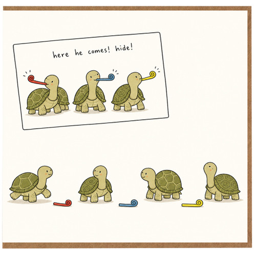 Birthday Card, Here He Comes Hide Humorous Card