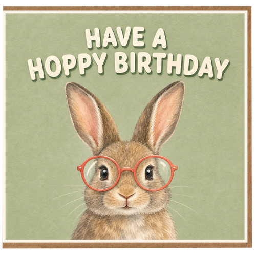 Birthday Card, Have a Happy Birthday Rabbit Glasses Design