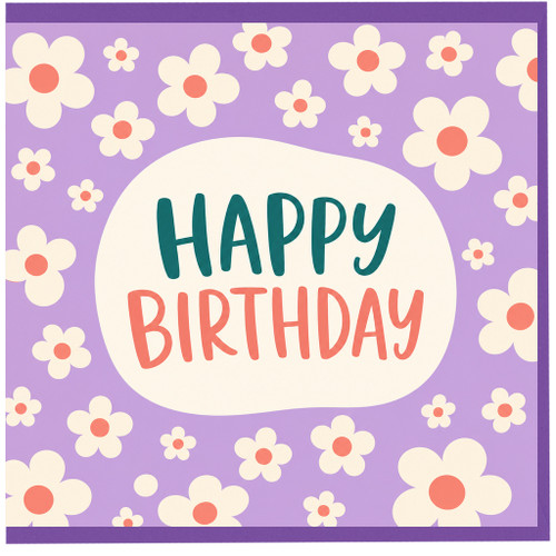 Birthday Card, Retro Daisy Floral Birthday Card