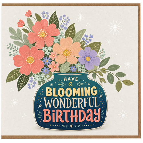 Birthday Card, Blooming Wonderful Floral Vase Birthday Card