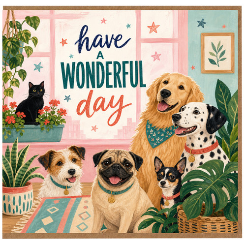 Birthday Card, Cute na and Cat Illustrated Greeting Card