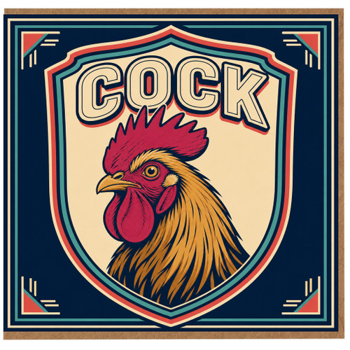 Birthday Card, Retro Rooster Greeting Card