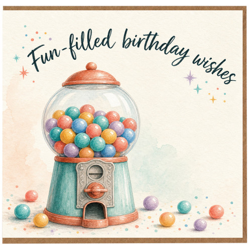 Birthday Card, Fun - Filled Birthday Wishes Gumball Machine Card