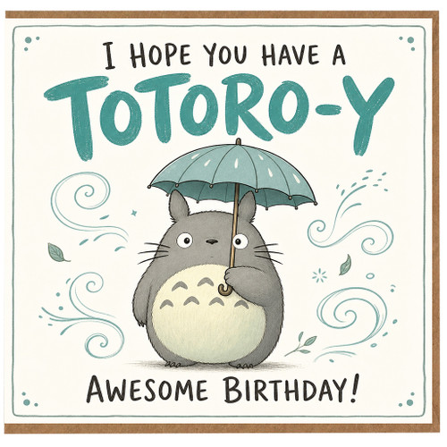 Birthday Card, Totoro Style Cute Character Awesome Birthday Card