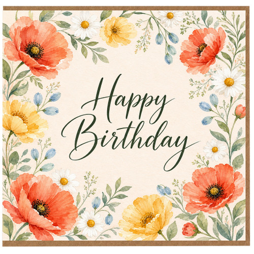 Birthday Card, Floral Watercolour Birthday Card