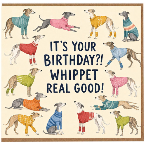 Birthday Card, It's Your Birthday?! Whippet Real Good!