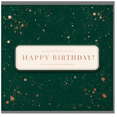 Birthday Card, Elegant Green and Copper Birthday Greeting Card