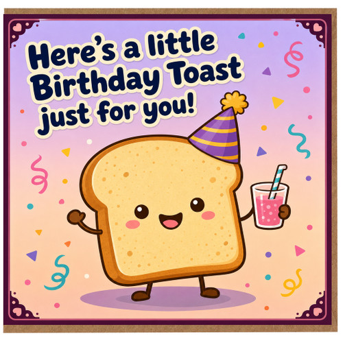 Birthday Card, Here's a Little Birthday Toast Just for You Cute Pun Card