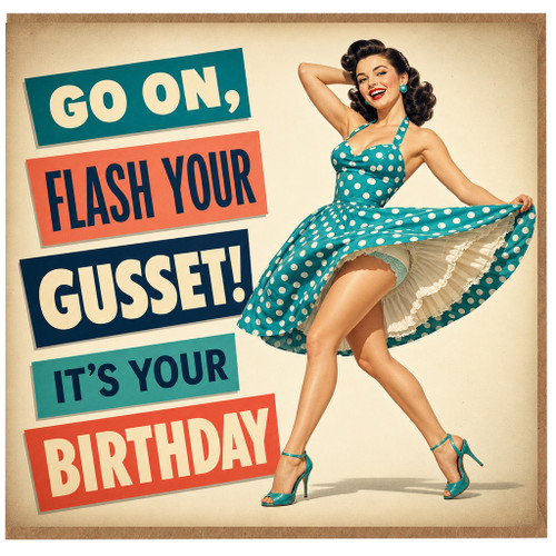 Birthday Card, Retro Pin - Up Style Funny Birthday Card
