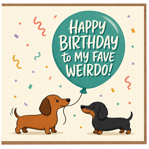 Birthday Card, Happy Birthday to My Fave Weirdo Dachshund Design