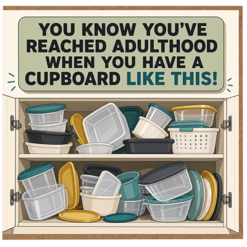 Birthday Card, You Know You've Reached Adulthood Cupboard Humour Card