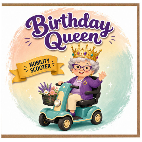 Birthday Card, Funny Elderly Lady Mobility Scooter Birthday Card