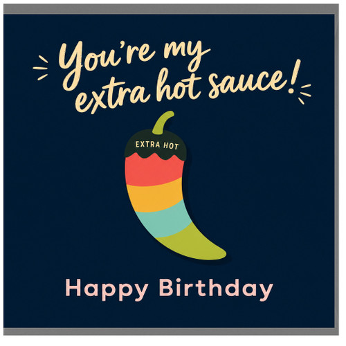 Birthday Card, Funny Extra Hot Sauce Chili Pepper Card