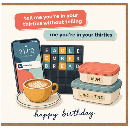 30th Birthday Card, Funny Thirties Birthday Card