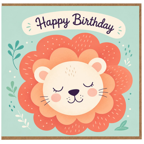 Birthday Card, Cute Lion Happy Birthday Card