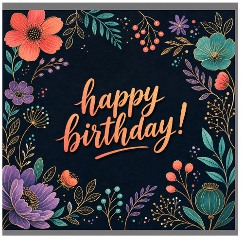 Birthday Card, Floral Happy Birthday Card