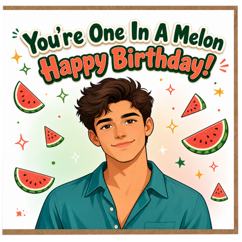 Birthday Card, You're One In A Melon Happy Birthday Card