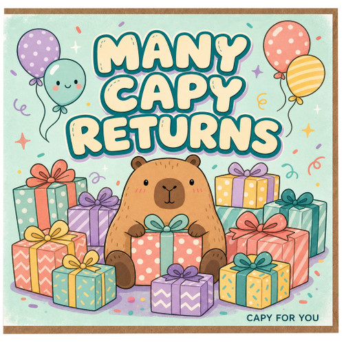 Birthday Card, Cute Capybara Many Capy Returns Card
