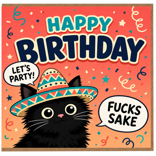 Birthday Card, Cat Party Birthday Card