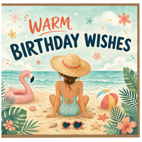 Birthday Card, Warm Birthday Wishes Beach Scene Card