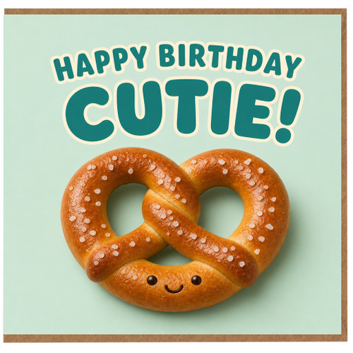 Birthday Card, Cute Pretzel Food Lover Card