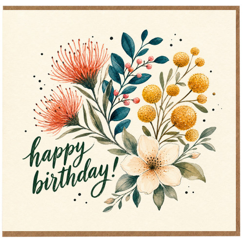 Birthday Card, Watercolour Floral Happy Birthday Card