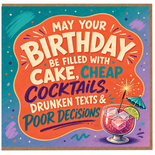 Birthday Card, Funny Cocktail Birthday Card