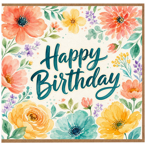 Birthday Card, Floral Happy Birthday Card