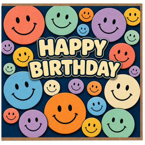 Birthday Card, Happy Birthday Smiley Faces Design