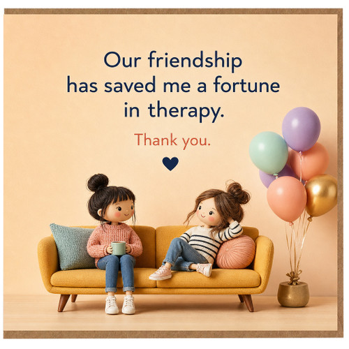 Birthday Card, Friendship Therapy Quote Card