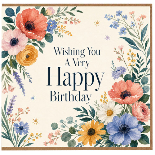 Birthday Card, Floral Watercolour Birthday Card