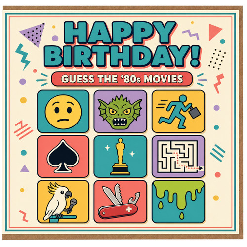 Birthday Card, Happy Birthday Guess the ’80s Movies Card