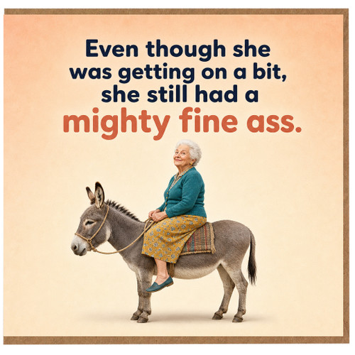 Birthday Card, Elderly Woman Donkey Humour Card