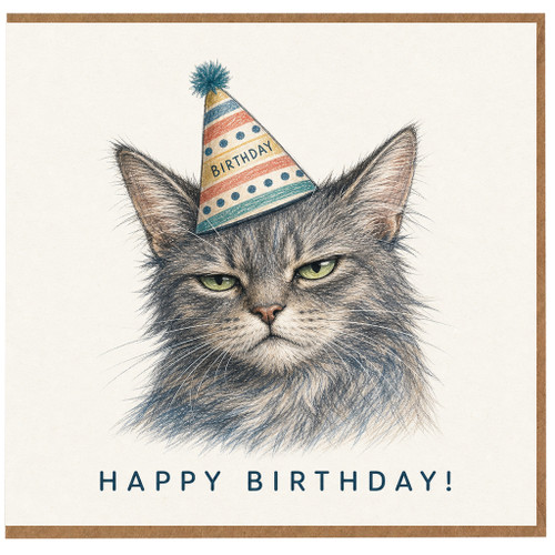 Birthday Card, Funny Cat Happy Birthday Card