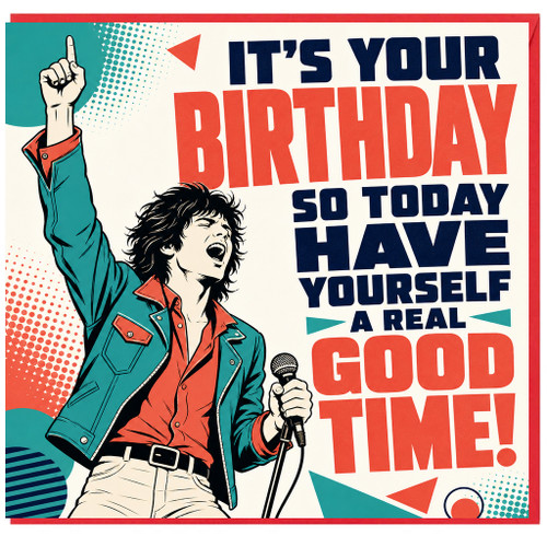 Birthday Card, Rock Star Singer Retro Concert Style