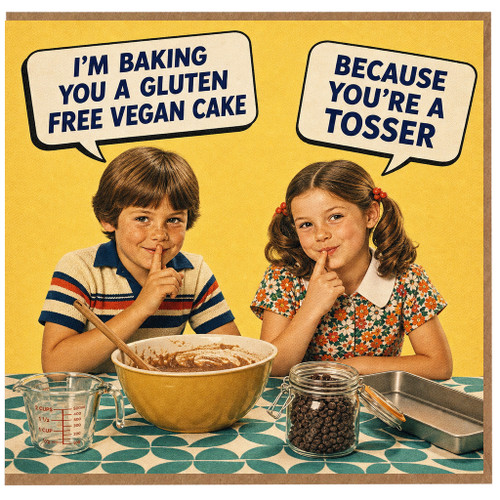 Birthday Card, Gluten Free Vegan Cake Joke Card