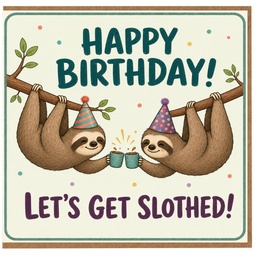 Birthday Card, Sloth Birthday Card, Let's Get Slothed