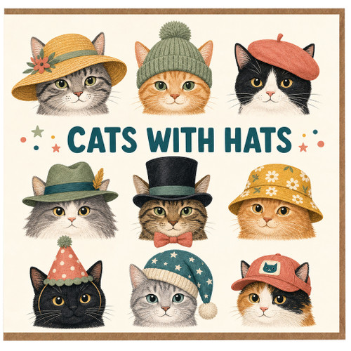 Birthday Card, Cats with Hats Card