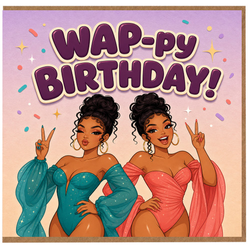 Birthday Card, WAP - py Birthday Card with Fun Illustrated Women Design