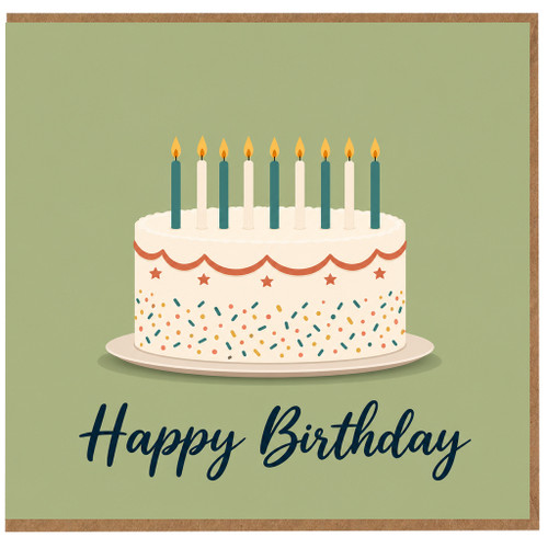 Birthday Card, Cake and Candles Birthday Greeting Card