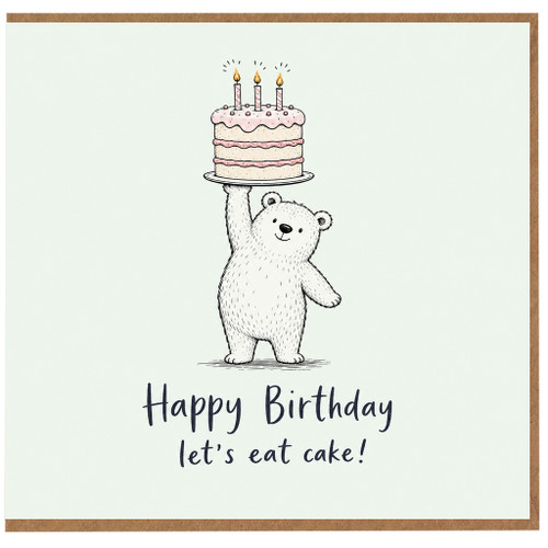 Birthday Card, Cute Bear Holding Cake with Candles