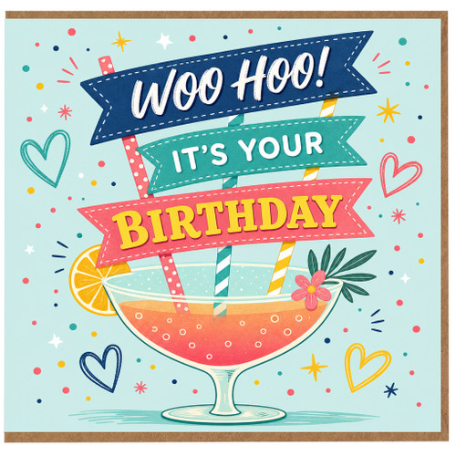 Birthday Card, Woo Hoo It's Your Birthday Cocktail Design