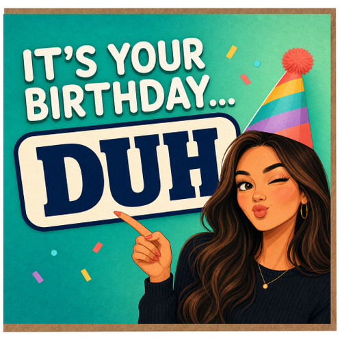 Birthday Card, It's Your Birthday Duh Funny Pun Card