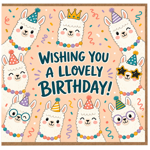 Birthday Card, Cute Llama Birthday Card, Wishing You A Lovely Birthday Card