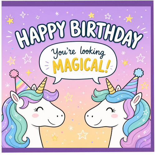 Birthday Card, You're Looking Magical Unicorn Card