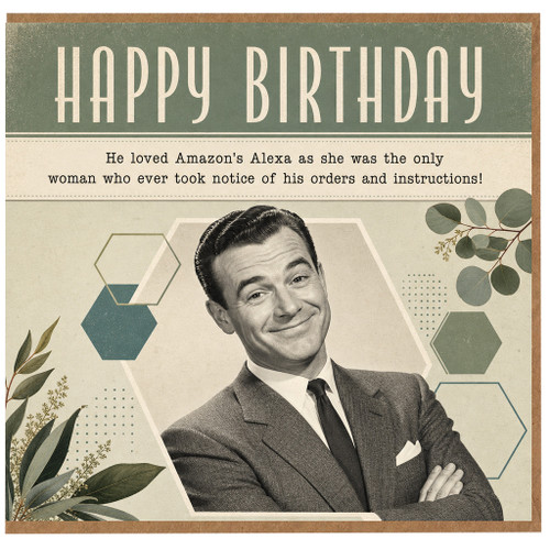 Birthday Card, for Him Humorous Retro Vintage Style