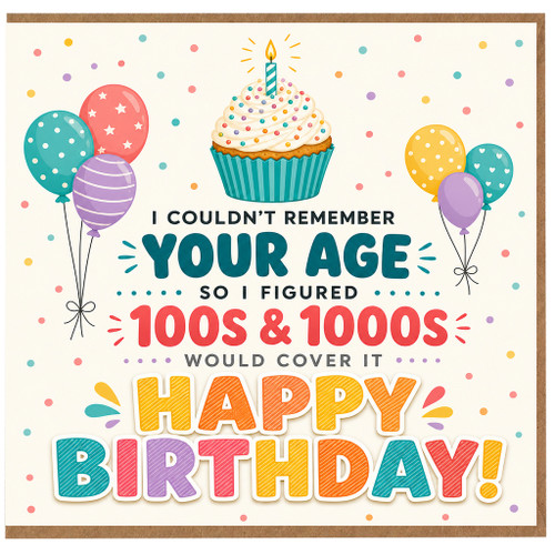 Birthday Card, Humorous Age Guess Birthday Card, Happy Birthday Card for Him or Her